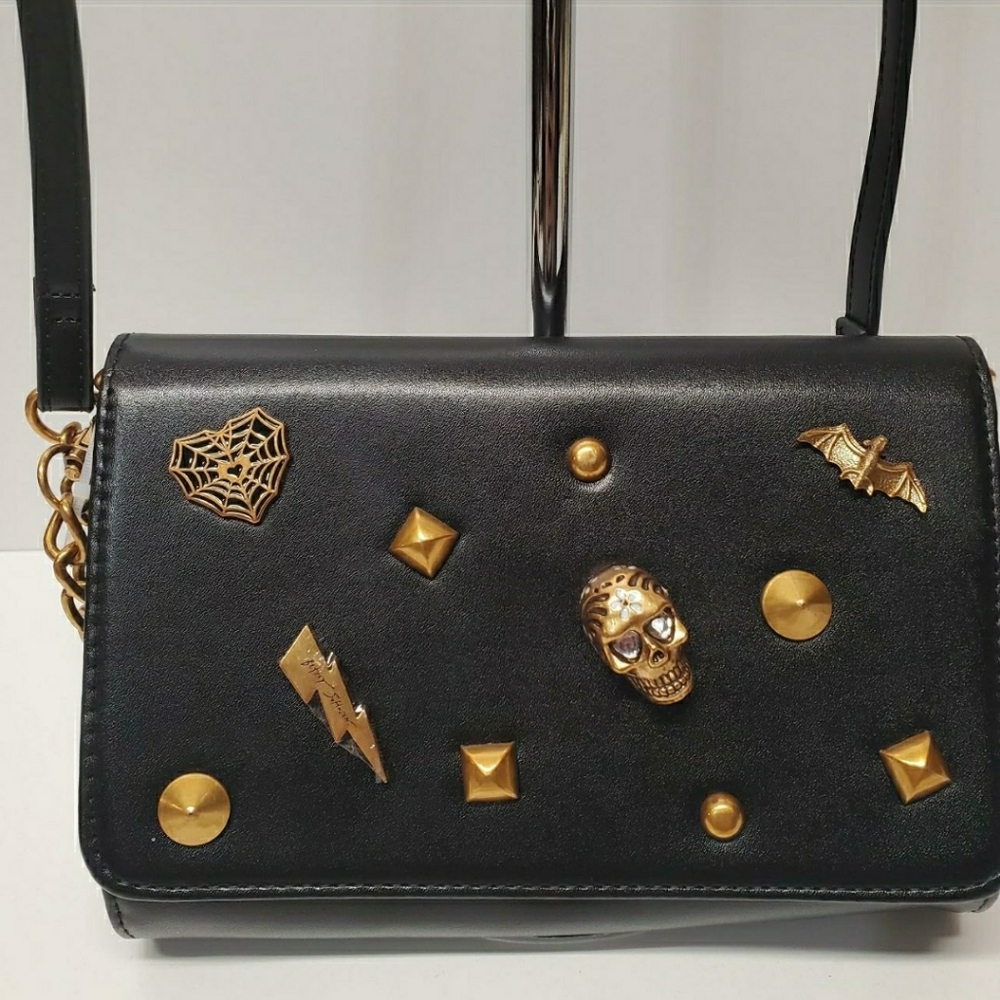 Betsey Johnson Black Crossbody Bag with Gold Accents